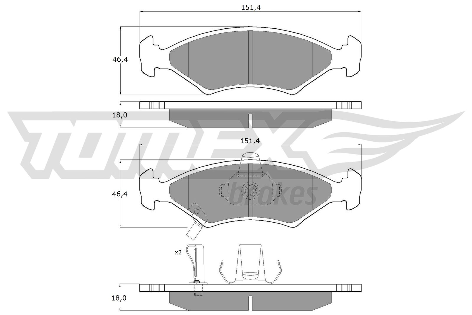 Sada brzdových platničiek kotúčovej brzdy TOMEX Brakes